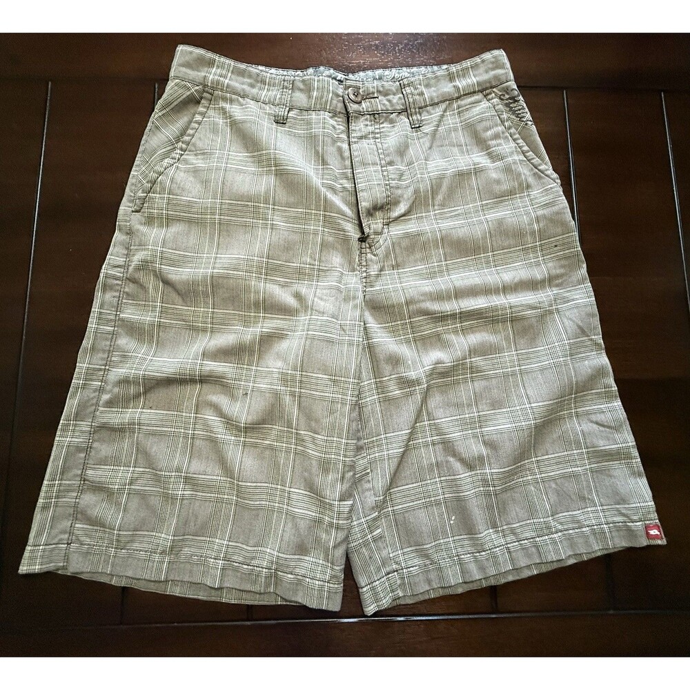 🔥Y2k Plaid Tony Hawk Baggy Shorts Skater Punk Goth Long Wide Leg Thrashed 32-33